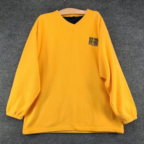 New York Hotel & Casino Mens Fleece Pullover Yellow XL V-Neck Vintage Made USA - Picture 2 of 15